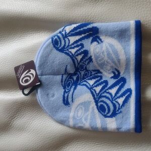 'Raven Brings the Light' by Phillip Joe, Coast Salish Toque / Beanie / Hat/ Cap